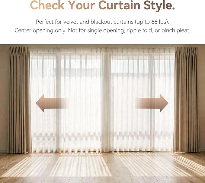 Remac M1 Motorized Curtain Track, Smart Ceiling Track System No Cutting, Adjustable Rail Works with Matter, Alexa, Apple HomeKit, Google, Wall/Ceiling Mount for Bedroom Living Room 66"-114"