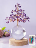 Amethyst Crystal Tree of Life for Positive Energy, Chakra Healing Tree with Remote Control Multicolor Night Light for Home, Office, Desk Decor, Purple Gift for Women, Girls (Rose)