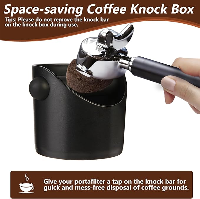 Espresso Accessories,6 PCS Espresso Machine Accessories Kit,Coffee Tamper Tools Set with Espresso Tamper,Coffee Tamping Mat,WDT Distribution Tool,Knock Box,Dosing Funnel and Puck Screen(51mm)