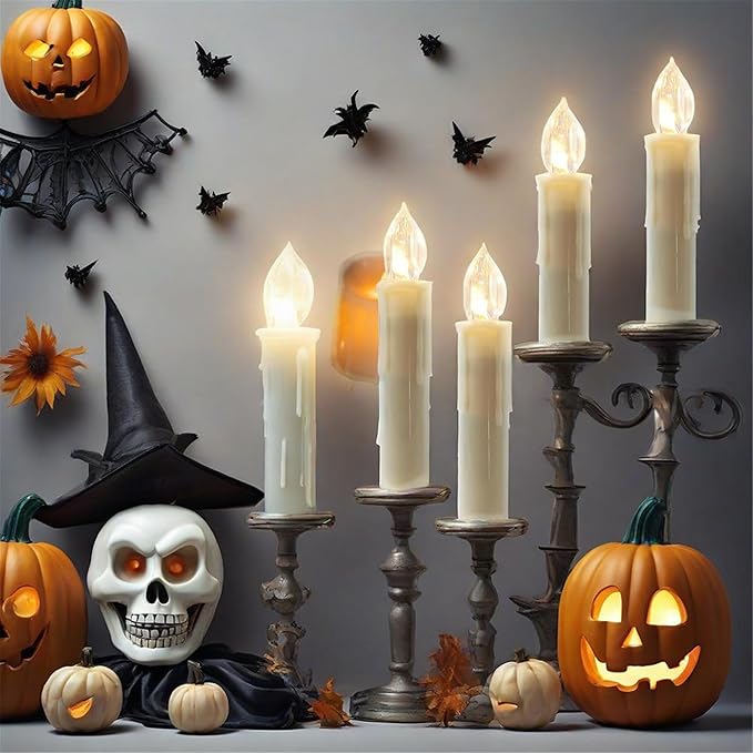 Short Candlesticks LED Taper Candle, Remote Candle Sticks Battery Operated Chandelier Flameless Candles with Clip Flickering Warm White Lights for Wedding Party Baroque Chandelier,4inches