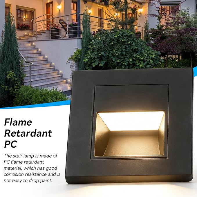 Agatige 3PCS LED Step Light, 1.5W 3000K Indoor Outdoor Stair Ligh Lighting Embedded Stair Deck Step Lamp Warm White for Bedside Corridor Staircase Wall