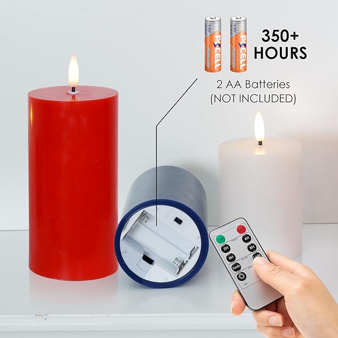 Red White Blue Patriotic Flameless Pillar Candles with Remote, 3 Pack Battery Operated Real Wax LED Candles, Perfect for 4th of July Independence Day Home Decorations Fireplace Table