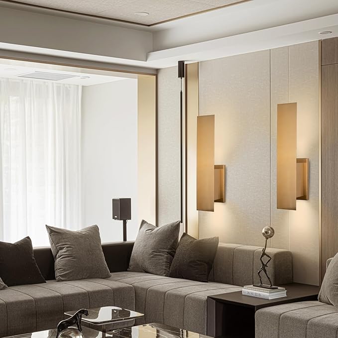 Indoor Wall Sconces, Modern Wall Lights, Up and Down Wall Mount Light, Dimmable Hardwired Wall Light for Bedroom, Living Room, Hallway, GU10 Bulbs Excluded, 2 Pack (Brushed Gold)