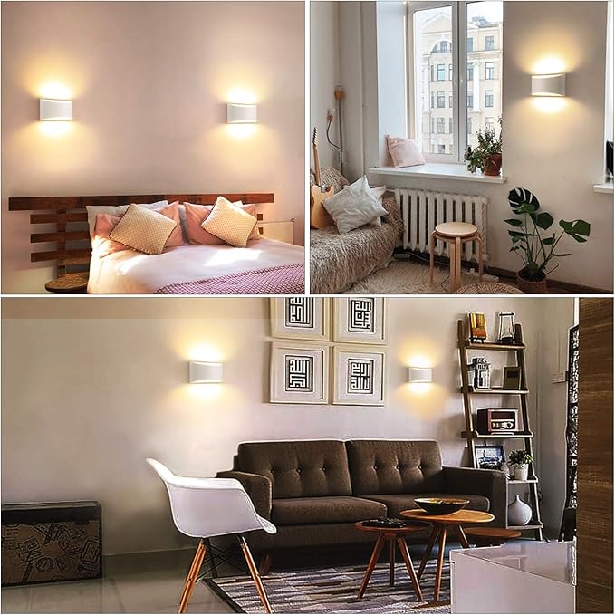 Lightess Modern LED Wall Sconce Light Dimmable 12W Up Down Wall Light for Bedroom Living Room, Warm White