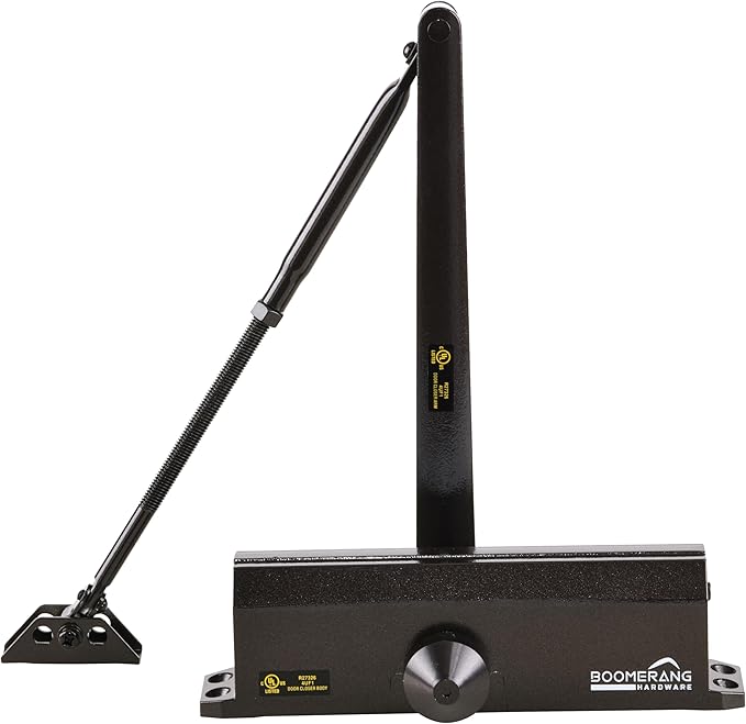 Boomerang Medium/Heavy Duty Automatic Commercial Door Closer - D4016 Surface Mounted, Grade 1- ADA & UL 3 Hour Fire Rated, Adjustable Size 1-6 for Entry & Aluminum Storefronts, Dark Bronze (US10B)