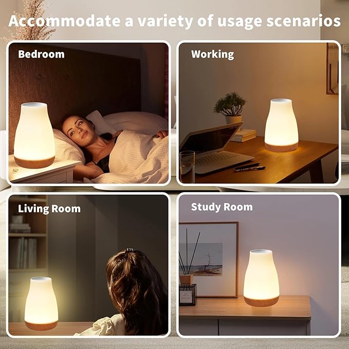 2 Pack Touch Night Light,13 RGB Colors & 5 Brightness, USB Rechargeable Desk Lamp, Night Light for Bedroom/Nursery/Bathroom/Hallway/Outdoor/Living Room