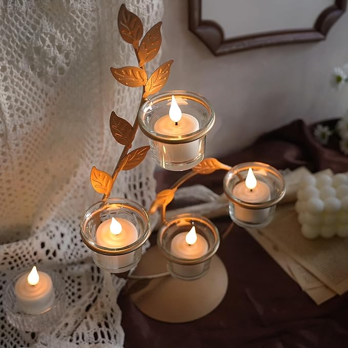 Rechargeable Tea Lights with Remote Control & Timer Flickering Flameless 3D Wicks Tealight Candle Candles with Charging Cable for Home,Halloween,Christmas Decor (12pcs,Warm White(A))