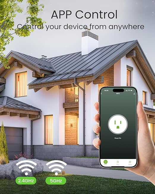 GHome Smart 5G 15A WiFi Smart Plug Compatible with Alexa and Google Home, Outlet Timer Smart Home WiFi Outlet Timer with Remote Control, 5GHz and 2.4GHz Wi-Fi Sockets, ETL FCC Listed, White, 4 Pack