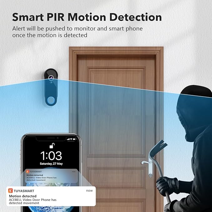 Wireless Smart Video Doorbell Intercom System, WiFi 1080P Video Doorbell Camera with Monitor, Video Door Phone with 7''Touch Screen, Motion Detection, No Subscription, APP Control