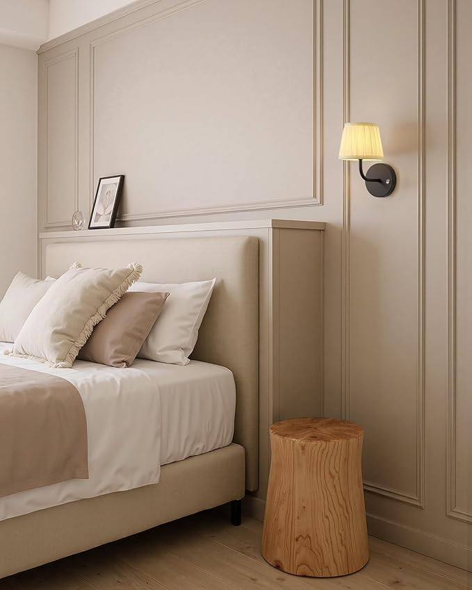 PUSU LED Cordless Black H9.6 inch Small Wall Sconces Set of 2, Rechargeable 5200mAh Battery Operated Fabric Wall Lamp with Remote, Lighting for Living Room, Bedroom, Hallway, Bathroom, Stairs, Kitchen