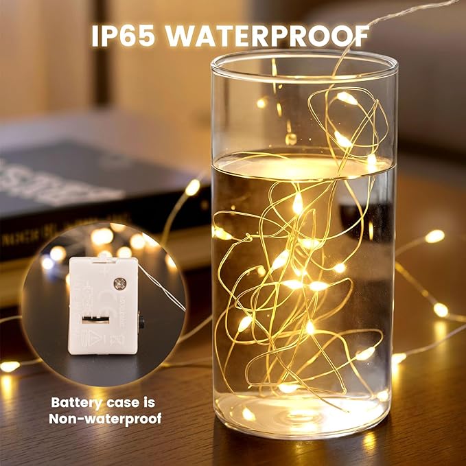 DomeStar 15 Pack Fairy Lights Battery Operated, 7Ft 20 LED Waterproof String Lights Wire Firefly Starry Moon Light for DIY Mason Jars Party Centerpiece Table Valentine's Day Decorations Tree Ornament