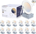 12 Pack 4 Inch Ultra-Thin LED Recessed Ceiling Light with Junction Box, 5CCT Dimmable 2700K/3000K/4000K/5000K/6000K, 9W 850lm Can Killer Downlight-ETL and Energy Star Certified
