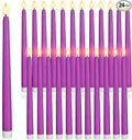 Macarrie 24 Packs Flameless Taper Candles Battery Operated Fake 11 Inch Long Candle Light LED Flameless Candlesticks Flickering Tapered for Wedding, Halloween, Christmas(Purple)
