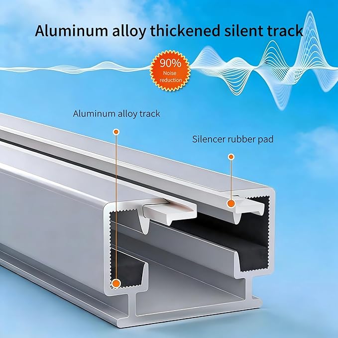 Smart Curtain Track System with Mini Wifi Motor, Automatic Ceiling Curtain Opener, Motorized Curtains Rod 88.6''(2.2m) with App, Voice, Remote Control, Compatible with Alexa,Google and Siri