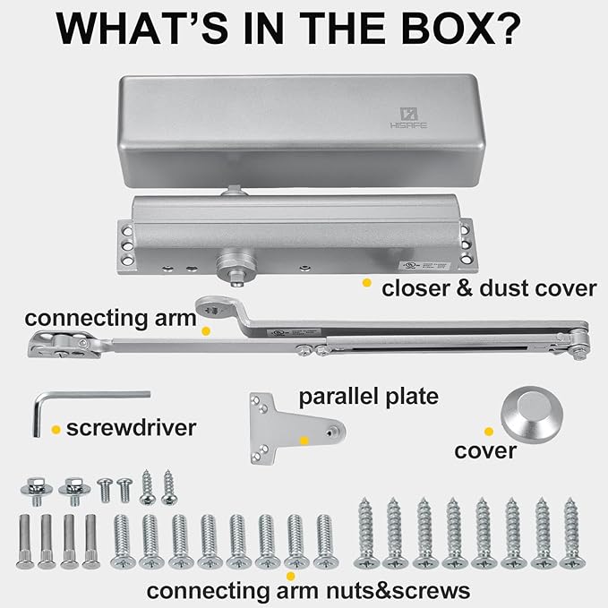 Grade 1 Commercial Door Closer, Heavy Duty Hydraulic Self-Closing Automatic Closer, Cast Aluminum Body & Steel Arm, Size 1-6, UL 3 Hour Fire Rated, ADA, Non-Hold, 3 Mount Types, DC-9