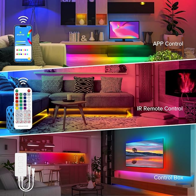 BTF-LIGHTING 16.4FT WS2811 WS2812B IC RGB DC5V 360 Degree Round Reticulate Chasing Color Neon LED Strip Kit Bluetooth Controller Flexible Silicone IP67 Waterproof Rope Light for Home Decor(No Adapter)
