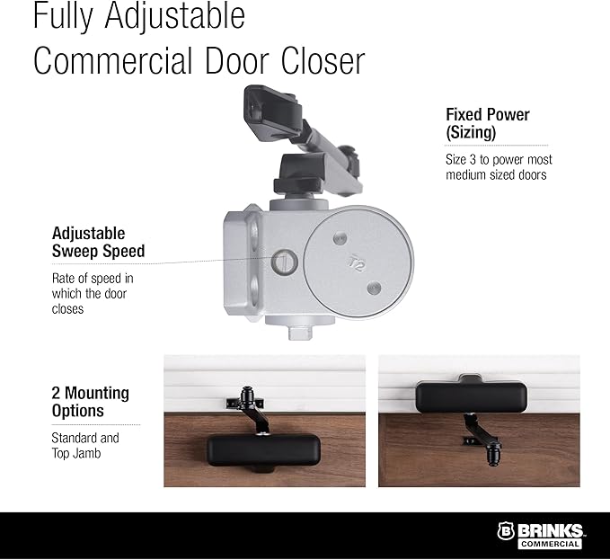 Heavy Duty Residential Door Closer UL Listed, White (Matte Black)