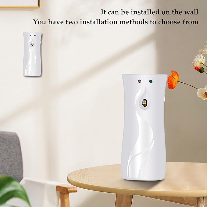 (2-Pack) Automatic Fragrance Dispenser | Automatic Air Freshener Spray Dispenser | Wall Mounted or Standing Aerosol Sprayer for Hotel Office Living Room Bathroom Commercial Place (White)