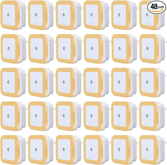 Tuanse 48 Pack LED Night Lights Plug into Wall Smart Sensor Sensor Automatic Night Lamp Nightlights Accessories for Bedroom Bathroom Toilet Stairs Kitchen Hallway(Orange)