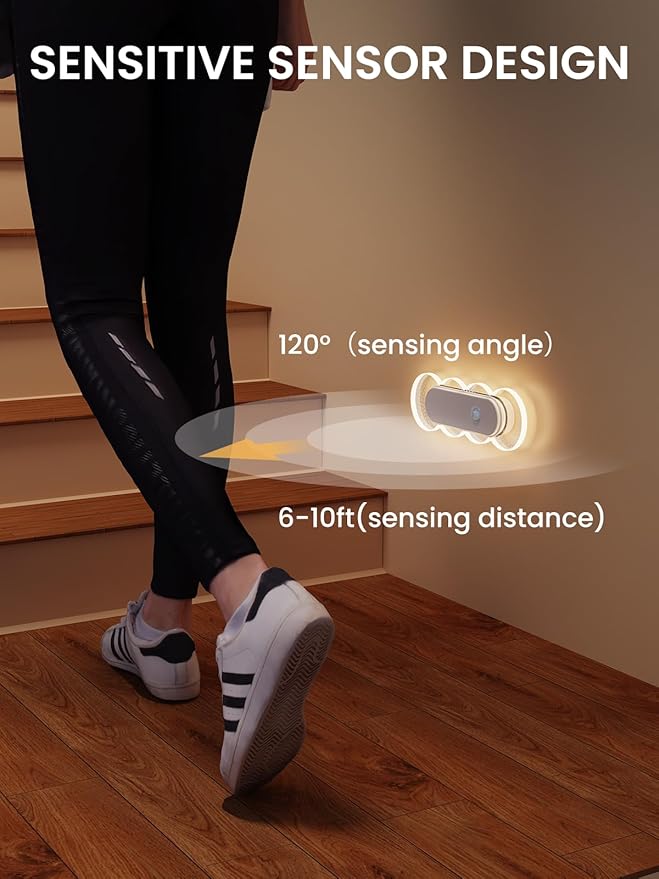 Motion Sensor Night Light for Bathroom & Toilet, Rechargeable Wireless Stick-On Indoor Lights, Magnetic No Drill for Hallway Stairs Bedroom, Warm White 3000K LED, Auto On/Off, 2 Pack