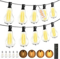 Patio Lights, 100FT Patio Lights with 64+5 Bulbs(1.5FT Bulbs Spacing), Outdoor String Lights, Remote & Dimmer, 3 Mode Light & Timing, 65PC Mounting Ties for Outside, 2200K (Black)
