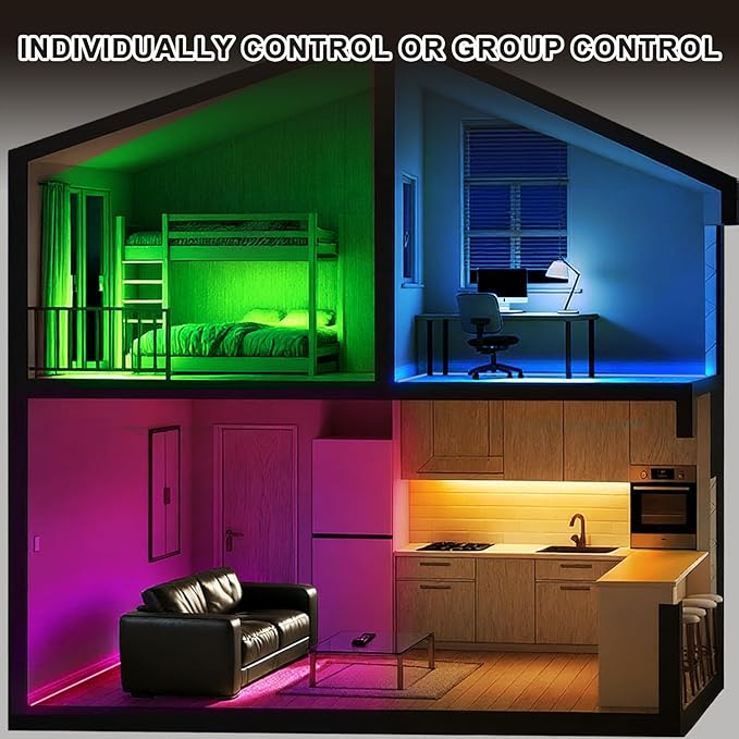 Under Cabinet LED Lighting, Dimmable Under Counter Lights, WiFi Smart Controlled,RGB,12 Inch, Multicolor Linkable Lamps with Remote Control, Compatible with Alexa Google Home (6 Pack)