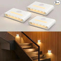 WOBSION Rechargeable Wireless Motion Sensor Stair Lights, Stick-On Wall Light with Dual Independent Lights, 3 Color Temperatures & Dimmable for Stairs,Hallway,Closet,Cabinet,Bedroom,White