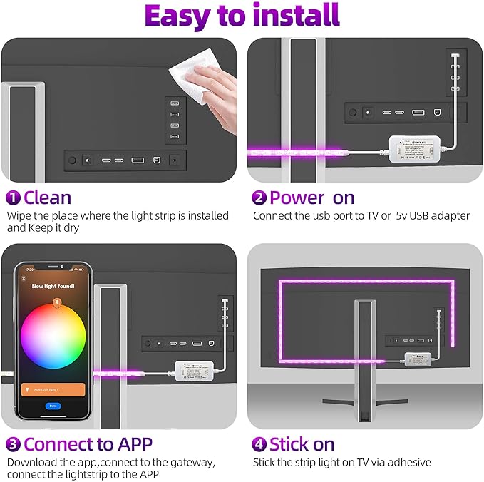 GIDEALED Smart ZigBee 3.0 USB RGBWW LED Strip Light 9.8ft Dimmable Kit,ZigBee Hub Bridge Required for APP/Voice Control Alexa Echo Plus,2700K~6500K Warm White Cool White RGB CCT LED Strip Light 5V