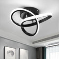 Modern LED Ceiling Light, 2 Rings Creative Black Hallway Ceiling Lighting 6000K Flush Mount Ceiling Lights for Kitchen Bathroom Cool White Light 22W (Black)