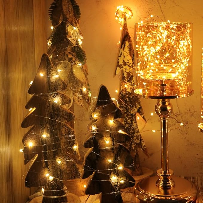 6-Pack 7Ft Starry String Lights No Remote Fairy String Lights 20 Micro Starry LEDs On Copper Wire CR2032 Batteries Included,For Wedding Centerpiece,Party,Christmas Table Decor(Copper Warm White)