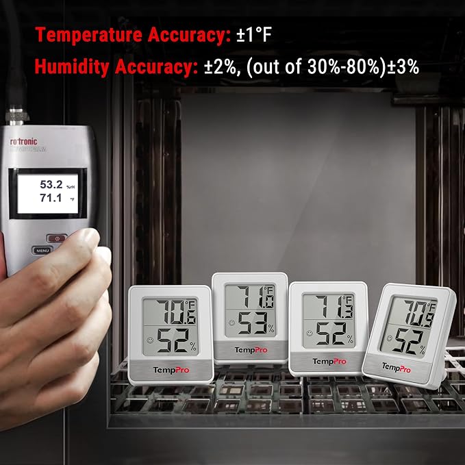TempPro TP49 2 Pieces Digital Hygrometer Indoor Thermometer Humidity Meter Mini Hygrometer Thermometer with Temperature and Humidity Monitor Room Thermometer (Previously ThermoPro)
