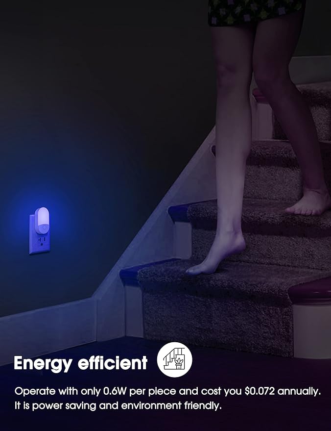 L LOHAS LED Blue Night Light, Night Lights Plug into Wall[2 Pack], 0.6W LED Nightlight, Dusk to Dawn Sensor, 30/60LM Adjustable Brightness, Automatic Night Light for Kid, Bathroom, Nursery, Hallway