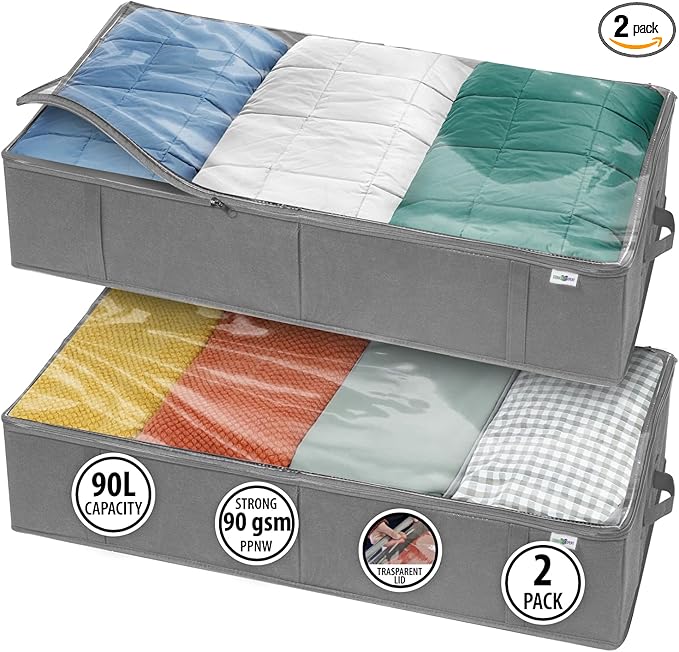 StorageExpert Closet Organizers and Storage - Maximize Space with Under Bed Storage Containers & Clothes Storage - Ideal Closet Organizer, Toy Storage Organizer & Underbed Storage (Grey, 2 Pack)