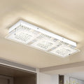 Crystal Ceiling Light Flush Mount Rectangle Ceiling Light Fxiture Modern Hallway Light LED Dimmable 4000K for Kitchen, Bathroom, Bedroom, 18W
