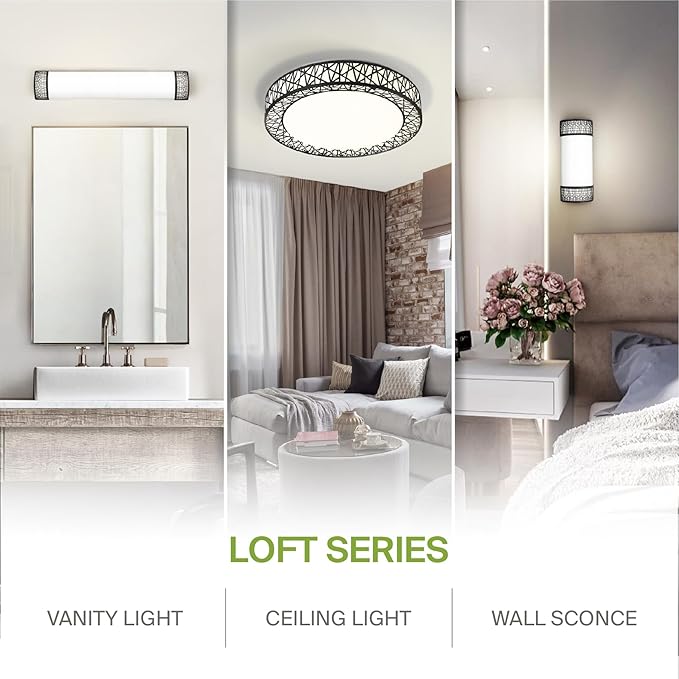 ASD 18 Inch LED Flush Mount Ceiling Light Fixture for Bedroom, 35W 1992LM 5CCT 2700K-5000K, Triac Dimmable Lights, Dining, Living Room, Kitchen Lamps, Modern Home Lighting Fixtures, Black, ETL, 4 Pack