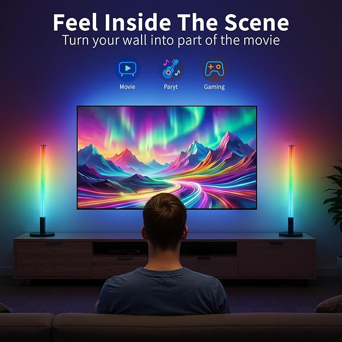 Led Light Bar with Music Sync, Color Changing TV Backlight App & Remote Control, IC+RGB & W Smart RGB Light Bar with Charging Head, Led Lights for TV, PC Room Monitor Backlight Gaming Accessories