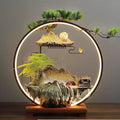 LED Halo Reflux I, Ceramic Zen Ornament with Rain Curtain Flowing Water Waterfall I Sitting, Suitable for Home Office Yoga Meditation Use