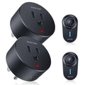 Remote Control Outlet, 15A/1500W Wireless Outlet Power Switch, No Wire Long Range Electrical Switch Plug On/Off for Lights, Fans, Christmas Lights, Household Appliance, 4000V Anti Surge Black, 2 Pack