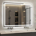 STARLEAD 28"x36" LED Bathroom Mirror with Built-in Clock, Dimmable Lighting, 3 Color Temperature, Anti-Fog, Touch Control Wall Mounted Vanity Mirror