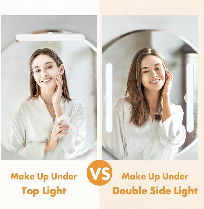 Set of 2 Wireless Vanity Makeup Lights for Mirror, Stick On Rechargeable Light Bar for Bathroom Mirror with 3 CCT&Dimmable, Cordless Battery Operated Touch Control Lighting