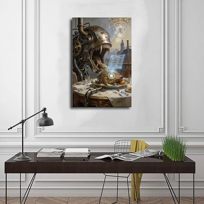 Framed Steampunk Fantasy Wall Art for Living Room And Dining Room Vintage Industrial Decor 12x18inch(30x45cm)