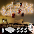 Cherry Enchanted Willow Vine Lights, 7.55FT 144LED Blue Cherry Blossom Tree Branch Lights for Wall, Remote Timer,8 Light Model,Bedroom Wall Doors Wedding, Christmas, USB Battery Box