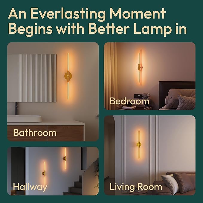 ALAMPEVER Modern Linear Wall Sconce with LED Bulb Included, Dimmable Minimalist Wall Light for Bathroom, Bedroom, Living Room & Hallway, 1 Pack