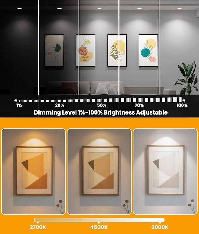 LED Recessed Lighting 6 Inch with App & Voice Control, 1200LM RGBCW Smart Ceiling Light Compatible with Alexa & Google, Dimmable Canless Recessed Light with Timer Music Sync, 12 Pack