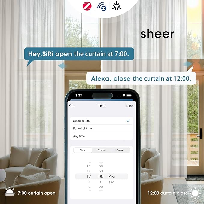 SmartWings Automatic Curtain Opener with Drapery, Motorized Vertical Blinds with Remote, Electric Closet Doors Sliding Panels Compatible with Alexa Google Homekit, Sheer Phantom Ethereal