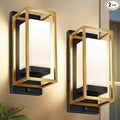 RAYVO Modern Outdoor Wall Light with Dusk to Dawn Sensor, Waterproof Exterior Lighting Fixtures with E26 Base, Bulb Included, Outdoor Sconce Lights for Porch Garage Entryway, Black Gold, 2 Pack