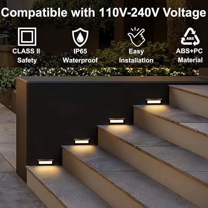 ZONK Upgraded Dimmable 3 Color LED Outdoor Indoor Step Lights, 3000K/4000K/5000K 3W 180lm, Waterproof IP65 Deck Stair Light, Retaining Wall Lights, 3 Pack