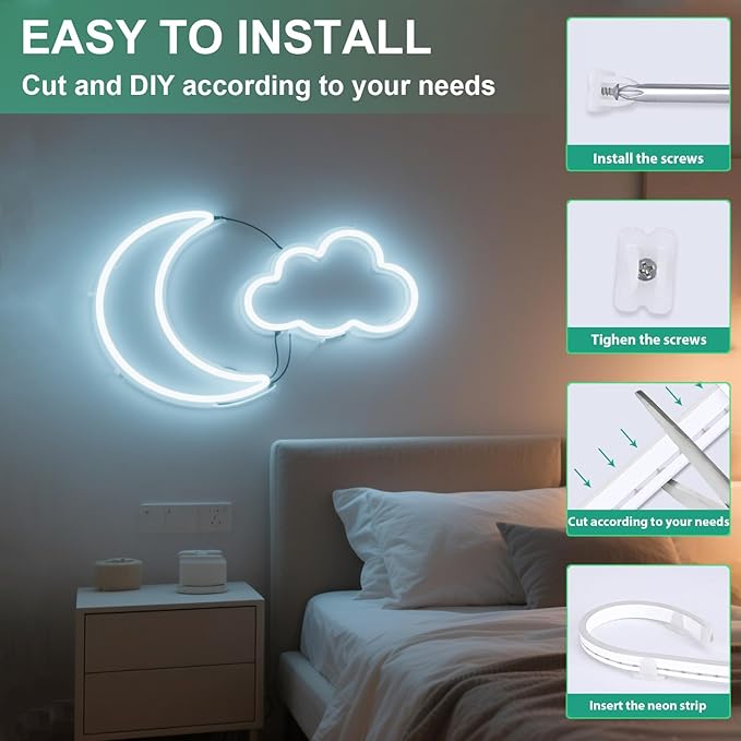 3.28FT White Neon Light Strip, 5V USB White Led Strip Lights with Touch Controller, Flexible Neon Rope Light for Bedroom, Party, Home Decor, Poster Lights