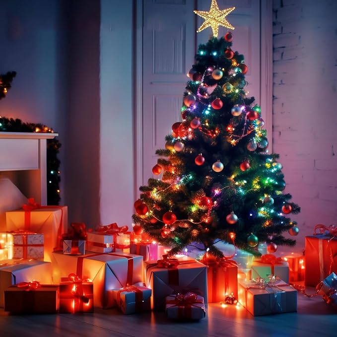 Color Changing Fairy String Lights, 33ft 100 LED Twinkle Lights with Remote & Timer, Multicolor Outdoor Christmas Lights for House Tree 4th of July Bedroom Xmas Indoor Decor