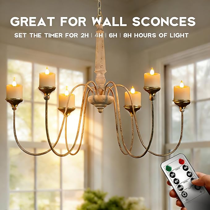 6Pcs Rechargeable Tea Lights: 1.5"x2.2" Flameless LED Votive Candles with Remote & Timer, USB Battery Operated Flickering Fake Tealights for Home Wedding Centerpiece Table Decor, Anniversary Christmas
